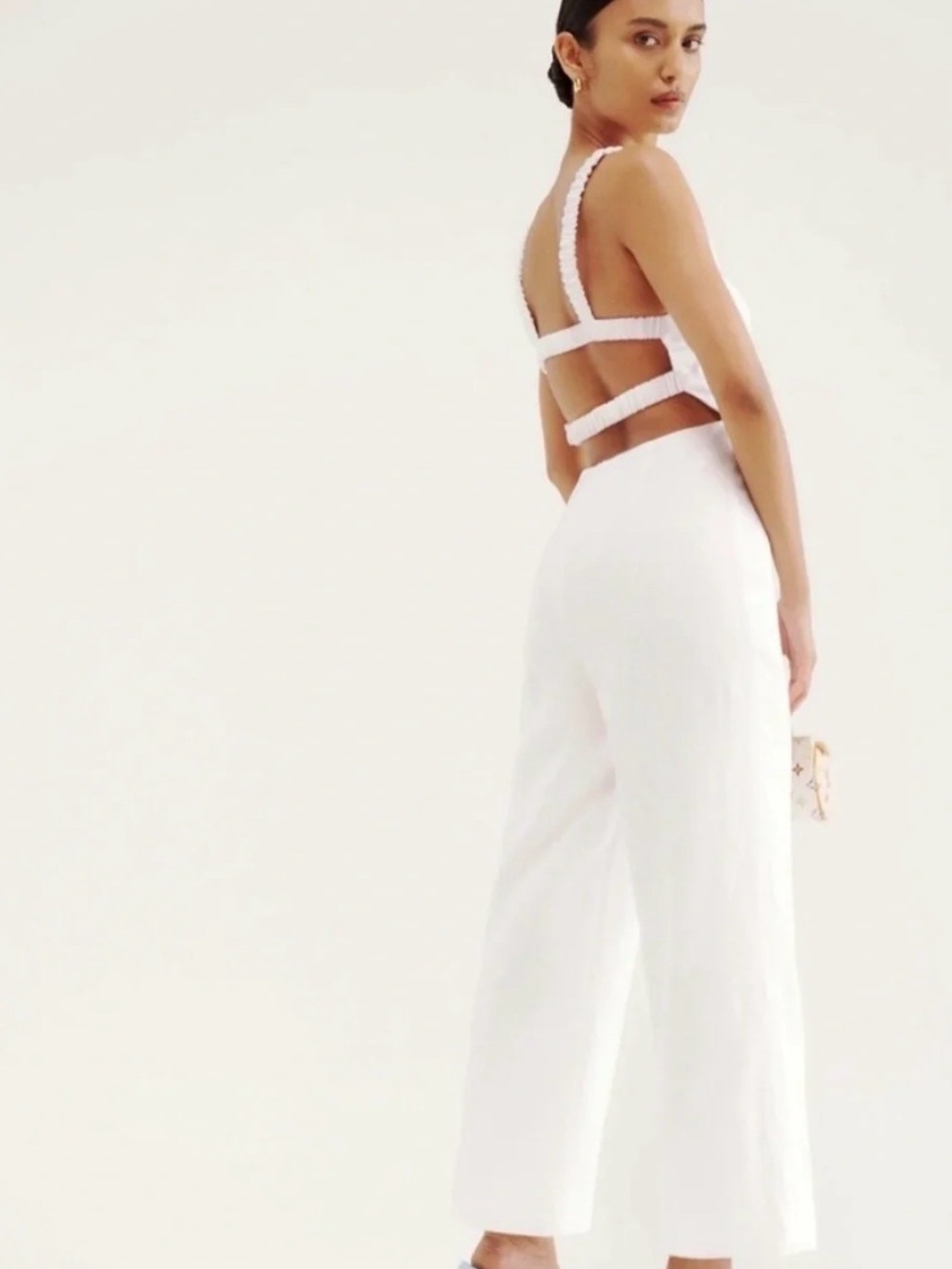 Reformation White Wide-Leg Linen Jumpsuit